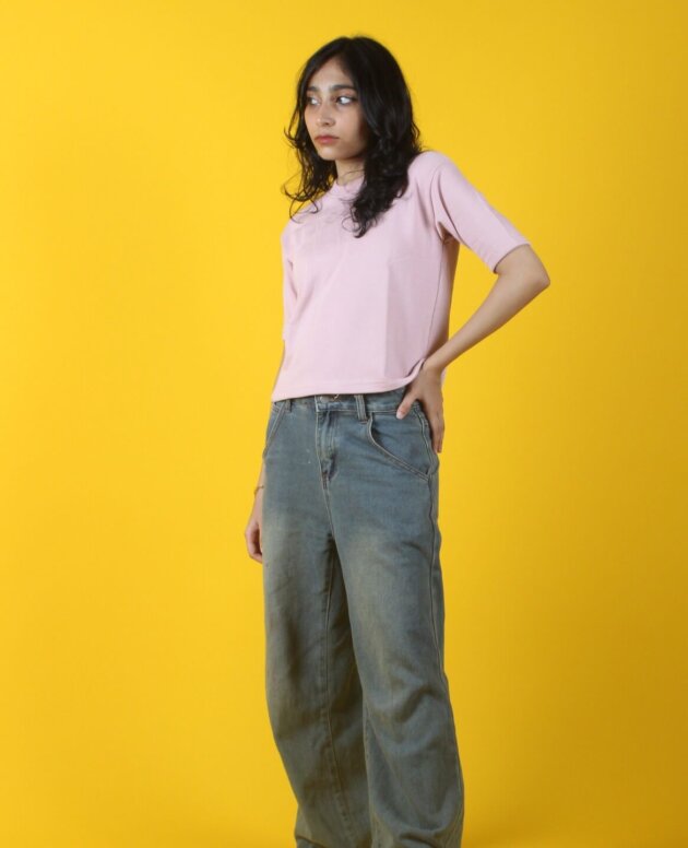 Pink Vanilla Over Size Crop Top