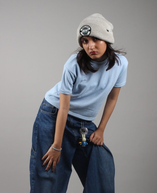 Pastel Blue Over Size Crop Top