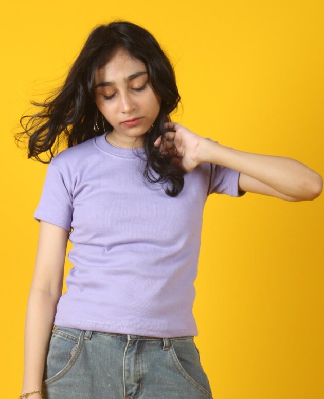 Lavender Fitted Crop Top