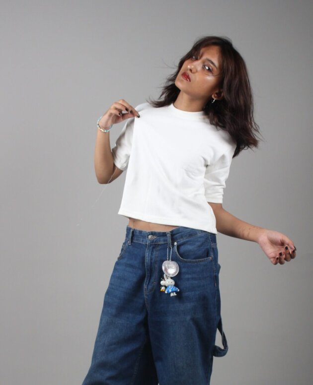 Solid White Over Size Crop Top