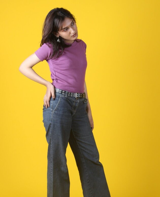 Solid Purple Fitted Crop Top